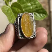 Stunning Ancient Agate Stone Roman King Intaglio Lovely Solid Silver Rare Ring