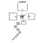 DIY Wall Decal Clock Wall Stickers Watch Acrylic Dice Wall Sticker Home Wall Decor SILVER COLOR