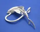 Large Sized Unique 3-D Sterling Silver Great White Shark with Fish Hook Pendant