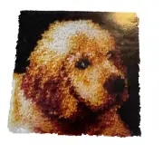 Retro Puppy dog goldendoodle golden retriever Latch Hook Rug Wall Hanging Kit