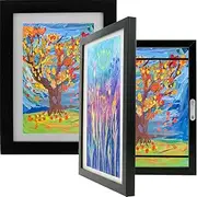 2 Pack Kids Artwork Picture Frame - Front Opening A4 Children Art Projects Display Frame - Holds up to 150 Artworks for Crafts Drawing (Black)