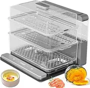 Foldable 3 Tier Steamer, 20L Electric Foldable 3-Tier Food Steamer, Electric Food Steamer, Food Steamer Steaming Machine, Household Steam Pot, for Veg Meat Fish Rice