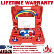 Professional AC Diagnostic Manifold Gauge 3 Way Automotive HVAC A/C Gauge Set US