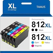 TAAUS 812XL Ink Cartridge for Epson, Compatible T812 XL for Epson Workforce Pro WF-3820 WF-3825 WF-4830 WF-4835 WF-7830 WF-7840 WF-7845-2 Black, 1 Cyan, 1 Magenta, 1 Yellow