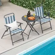Costway3 Piece Outdoor Folding Bistro Set with Folding Table for Outdoor/Indoor Use