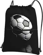 EdWal I Like Soccer Print Drawstring Backpack Gym Bags Sports Bags With Zipper Pocket For Travel Beach, Black, One Size