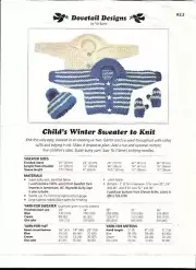 Dovetail Designs Child's Winter Sweater, Hat & Mitten Knitting Patterns