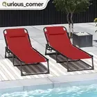 Lounge Chair 1 Pcs Steel Portable Reclining Backrest Camping Cot Poolside Pocket