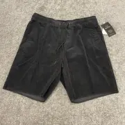 Brixton Shorts Mens Small Black Corduroy Madrid Elastic Waist Relaxed NEW $65