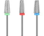3 Pieces Nail Carbide Bit,Nail Drill Bits Set-3 Way Rotate Use for Both Left To Right Handed for Fast Remove Acrylic or Hard Gel