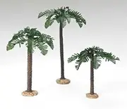 3 Piece Set Palm Trees Single Trunk 5 Scale Small/Med/Tall Font 3 Piece Set 6.5 - 9.5H by Roman