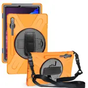For Samsung Galaxy Tab S8+ Plus (2022)/Tab S7+ Plus (2020) Case, Shielding Cover, Shoulder+Hand Strap, Orange