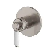 Fienza Eleanor Modern Vintage Brushed Nickel Solid Brass With Ceramic Handle Round Wall Mixer