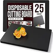 Disposable Cutting Boards for Kitchen 25 Count Black Cutting Board 12 Inch X 17.5 Inch Flexible Cutting Boards For Kitchen ~ Patent Pending ~ Recyclable Disposable Cutting Board Sheets By Crown