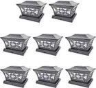 8 Pack Japanese Style Black 6 X 6 Solar Post Light SMD LED Deck Cap Square Fence