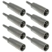 8x 3 Pin XLR Male to 6.35mm 1/4" Stereo Male Audio Adapter Converter Connector