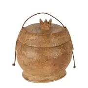 Belle Yunnan Coconut Wood 100 Year Container Decor w/ Handle Big 25cm Natural