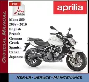 Aprilia Mana 850 2008 2009 2010 Workshop Service Repair Manual + Wiring Diagram