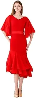 [JRUIA] Women's Latin Dance Dresses Waltz Tango Performance Skirt Cha Cha Party Dancewear Salsa Ballroom Dancing Outfits