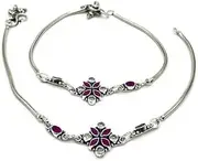 [Generic] 925 Sterling Silver Anklet, Traditional Payal Design, 26.5 cm, 34 g