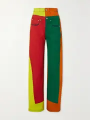 [LOEWE] LOEWE - Patchwork High-rise Wide-leg Jeans - Orange - FR 32 FR 32 Orange
