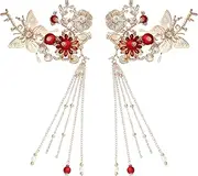Lurrose Japanese Hairpins Butterfly Tassel Kimono Kanzashi Bobby Pins Hair Clip Hair Ornament Accessory for Traditional Clothes Kimono Decoration