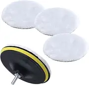 GOLD DEER 6 Pcs 6 Inch Wool Buffing Polishing Pad Set Wool Polishing Buffing Pad Car Buffer Polisher Pads Kit Wool Buffing Wheel Buffing Pads for Drill Buffer Attachment with Drill Adapter