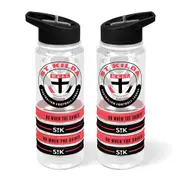 AFL Clear Tritan Drink Bottle 650ml - St Kilda Saints - 4 Wrist Bands