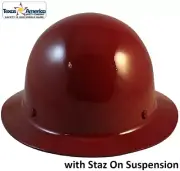 MSA Skullgard Full Brim Hard Hat With STAZ ON Suspension - Maroon
