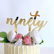 Gold Acrylic 'ninety' Cake Topper 90th Birthday Cake Decorating Kit Supplies