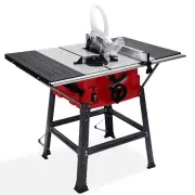 BAUMR-AG 2000W 255mm 10" Compound Table Saw, with Stand, Expandable Worktop, Vacuum Port, 45 Degree Bevel, +/- 45 Degree Mitre, Anti-tip