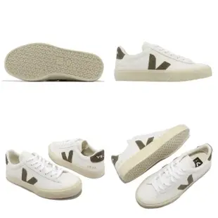 【VEJA】休閒鞋 Campo Chromefree Leather 女鞋 白 墨綠 皮革 奶油底 經典 小白鞋(CP0502347A)