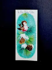 1 VTG Marjorie Cooper Xmas Greeting Card Little Bird On Pine Branch Chirping