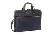 Pierre Cardin Mens Pebbled Leather 15" Laptop Computer Bag Travel Overnight - Black