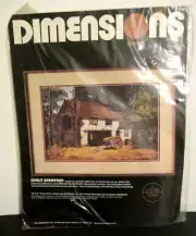 Vintage 1986 Dimensions Crewel Sunlit Barnyard #1314 Country Barn Sealed