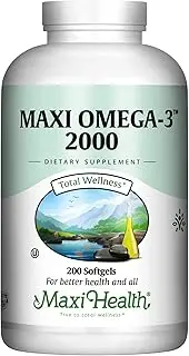 Omega 3 Supplement - Omega-3 Fish Oil 2000mg - Natural Source of EPA & DHA - Heart, Brain & Joint Health - Kosher Certified Wild Caught Marine Fish - 200 Vegetarian Softgels by Maxi Health
