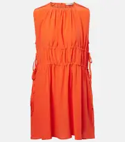 [Asceno] Asceno Como ruched silk crêpe minidress AU 12 red