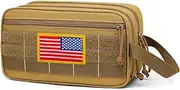 [Sheriffdrink] Tactical Toiletry Bag for Men Brown Polyester Travel Organizer Water-Resistant Dopp Kit with Compartments Durable Compact Shaving Bag with Large Capacity for Camping Military and Outdoor Use, Brown