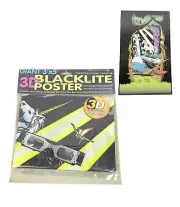 Vintage Giant 3’x5’ Blacklite Unicorn Wonderland Black Light Tapestry 3D Glasses