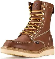 [SUREWAY] Mens 8 in Wedge Moc Soft/Steel Toe Work Boots for Men,Full-Grain Leather,Goodyear Welt,EH,Safety Industrial Construction Boots/Shoes for Women