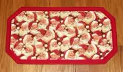 NEW Uniq Handmade Quilted Holiday Table Candle Mat Toilet Tank Santa Faces 10x19