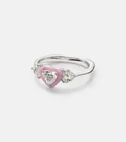 [Kamyen] Kamyen 18kt white gold and enamel ring with diamonds H silver