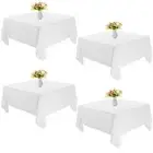 4 Pack Square Table Cloth 52x52 Inch White Tablecloth Machine Washable Fabric...