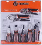 RUWOO Z04007B 7-Piece Pliers Set & Long Nose Pliers, Diagonal Cutting Pliers, Sl
