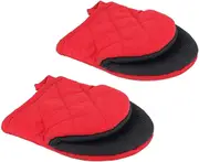 1 Pair Short Oven Mitts, Heat Resistant Silicone Kitchen Mini Oven Mitts For 500 Degrees, Non-slip Grip Surfaces And Hanging Loop Gloves, Baking Grill