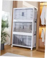 Stackable Storage Bins with Lids - Folding Storage Boxes with Doors 76QT 3Pack