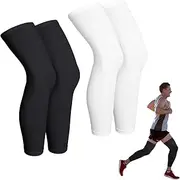 PIMXL 2 Pairs of Knee Sleeves, Knee Pads, Compression Stockings for Women, Men, Full Length, Leg Warmers, Calf Leg Warmers for Sports, Football, Running, Swelling, Recovery (White Black)