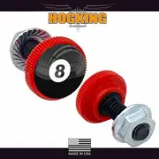2 Red Knurled Motorcycle License Plate Frame Tag Bolts - 8 POOL BALL RETRO VINT