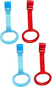 Beatifufu 2sets Walking Assist Tools Crib Hanging Pull Rings Nursery Ring for Stands Lightweight Comfortable 2pcs*2