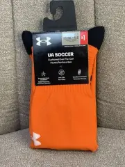 ✅ $15 Under Armour Socks Orange Cushion UA Soccer Over-the-Calf Logo Youth M